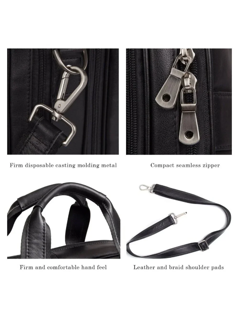 Genuine Leather Laptop Briefcase for Men, Business Travel Bag Fits 15.6